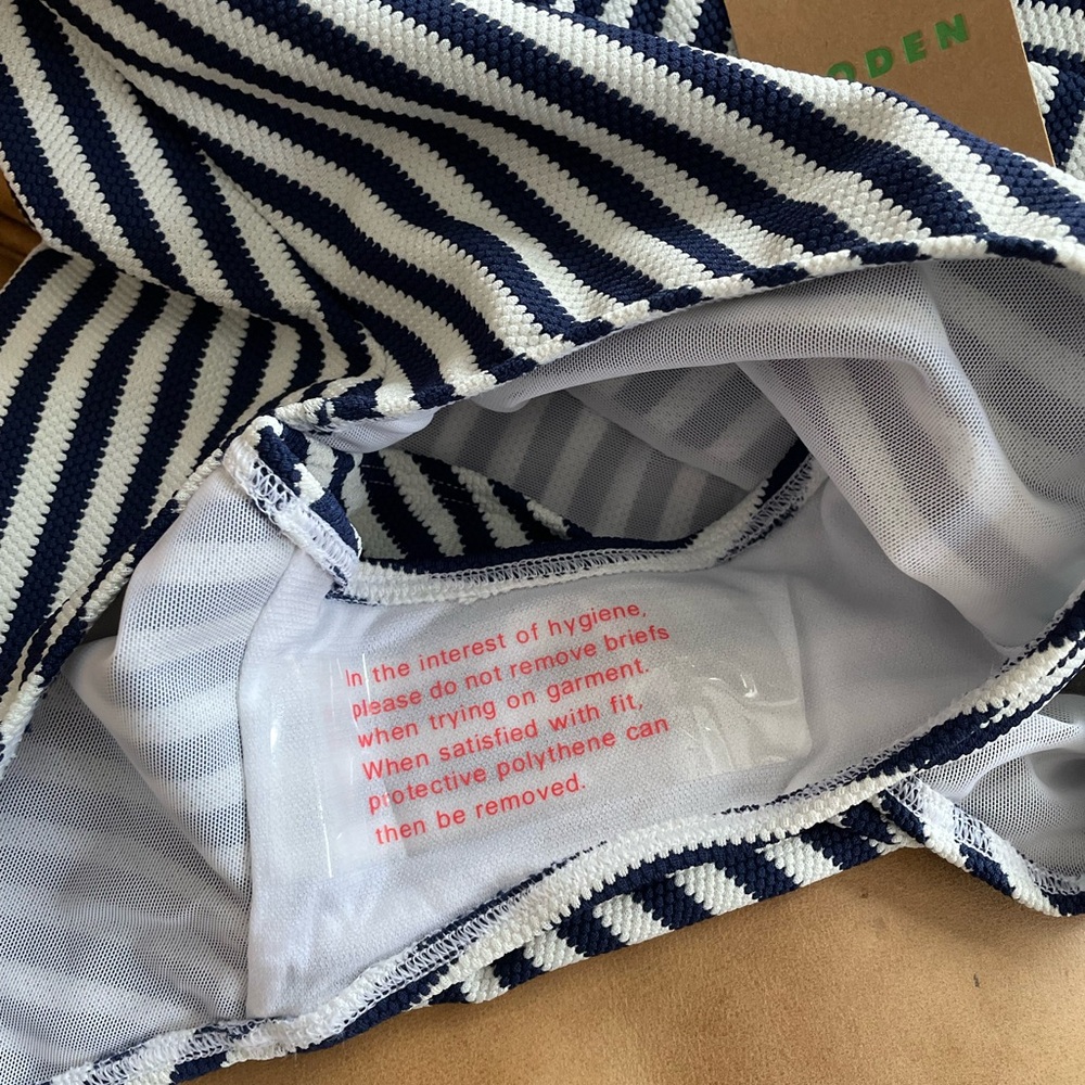 Boden Navy & White Vertical Stripe One-Piece Swimsuit - Picture 11 of 15